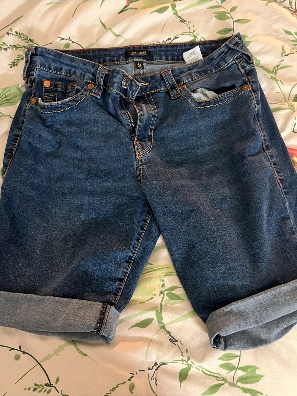 torrid Dark Blue Rolled Cuff Jean Shorts
